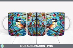 Stained Glass Chickadee Bird Mug Wrap | Sublimation Coffee C Product Image 5