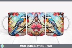 Stained Glass Chickadee Bird Mug Wrap | Sublimation Coffee C Product Image 6