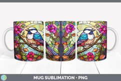 Stained Glass Chickadee Bird Mug Wrap | Sublimation Coffee C Product Image 7
