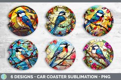 Stained Glass Chickadee Bird Car Coaster | Sublimation Coast Product Image 2