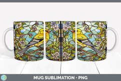 Stained Glass Goldfinch Bird Mug Wrap | Sublimation Coffee C Product Image 3