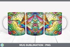 Stained Glass Hummingbird Bird Mug Wrap | Sublimation Coffee Product Image 2