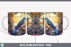Stained Glass Mockingbird Bird Mug Wrap | Sublimation Coffee Product Image 2