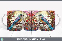 Stained Glass Mockingbird Bird Mug Wrap | Sublimation Coffee Product Image 3