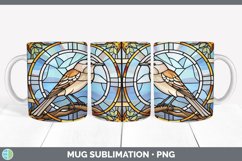 Stained Glass Mockingbird Bird Mug Wrap | Sublimation Coffee Product Image 5
