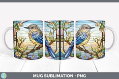 Stained Glass Mockingbird Bird Mug Wrap | Sublimation Coffee Product Image 7