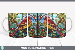 Stained Glass Pine Grosbeak Bird Mug Wrap | Sublimation Coff Product Image 2