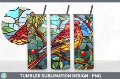 Stained Glass Pine Grosbeak Bird Tumbler | Sublimation 20 oz Product Image 2