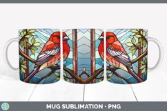 Stained Glass Pine Grosbeak Bird Mug Wrap | Sublimation Coff Product Image 3
