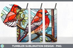 Stained Glass Pine Grosbeak Bird Tumbler | Sublimation 20 oz Product Image 3
