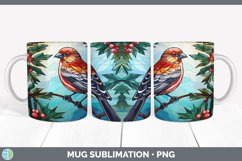 Stained Glass Pine Grosbeak Bird Mug Wrap | Sublimation Coff Product Image 4