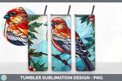 Stained Glass Pine Grosbeak Bird Tumbler | Sublimation 20 oz Product Image 4