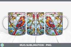 Stained Glass Pine Grosbeak Bird Mug Wrap | Sublimation Coff Product Image 5
