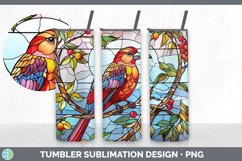 Stained Glass Pine Grosbeak Bird Tumbler | Sublimation 20 oz Product Image 5