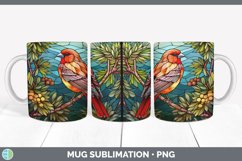 Stained Glass Pine Grosbeak Bird Mug Wrap | Sublimation Coff Product Image 6