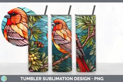 Stained Glass Pine Grosbeak Bird Tumbler | Sublimation 20 oz Product Image 6