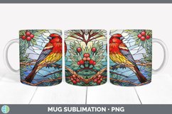 Stained Glass Pine Grosbeak Bird Mug Wrap | Sublimation Coff Product Image 7