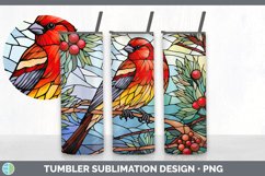 Stained Glass Pine Grosbeak Bird Tumbler | Sublimation 20 oz Product Image 7