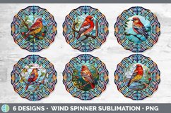 Stained Glass Pine Grosbeak Bird Wind Spinner | Sublimation Product Image 2