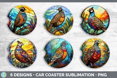 Stained Glass Quail Bird Car Coaster | Sublimation Coaster D Product Image 2