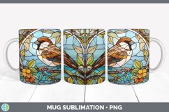 Stained Glass Sparrow Bird Mug Wrap | Sublimation Coffee Cup Product Image 2