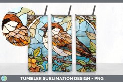 Stained Glass Sparrow Bird Tumbler | Sublimation 20 oz Skinn Product Image 2