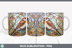 Stained Glass Sparrow Bird Mug Wrap | Sublimation Coffee Cup Product Image 3