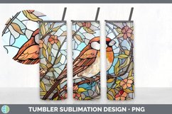 Stained Glass Sparrow Bird Tumbler | Sublimation 20 oz Skinn Product Image 3