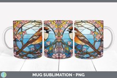Stained Glass Sparrow Bird Mug Wrap | Sublimation Coffee Cup Product Image 4