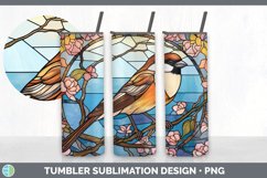 Stained Glass Sparrow Bird Tumbler | Sublimation 20 oz Skinn Product Image 4