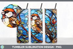 Stained Glass Sparrow Bird Tumbler | Sublimation 20 oz Skinn Product Image 5