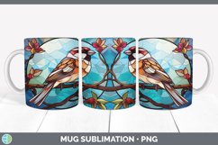 Stained Glass Sparrow Bird Mug Wrap | Sublimation Coffee Cup Product Image 6