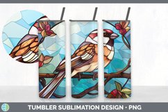 Stained Glass Sparrow Bird Tumbler | Sublimation 20 oz Skinn Product Image 6