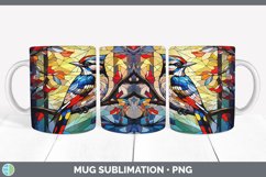 Stained Glass Downy Woodpecker Bird Mug Wrap | Sublimation C Product Image 2