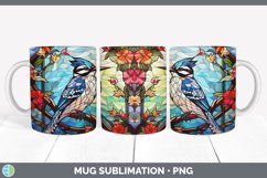 Stained Glass Downy Woodpecker Bird Mug Wrap | Sublimation C Product Image 4
