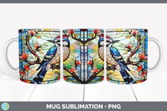 Stained Glass Downy Woodpecker Bird Mug Wrap | Sublimation C Product Image 5