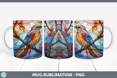 Stained Glass Wren Bird Mug Wrap | Sublimation Coffee Cup De Product Image 3