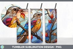 Stained Glass Wren Bird Tumbler | Sublimation 20 oz Skinny T Product Image 3