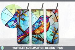 Stained Glass Wren Bird Tumbler | Sublimation 20 oz Skinny T Product Image 5