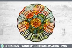 GorgeousStained Glass Flowers Wind Spinner design.