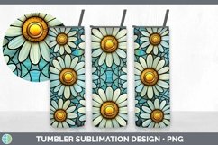Stained Glass Flowers Daisy Tumbler Sublimation 20 oz Skinny Product Image 1