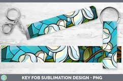 GorgeousStained Glass Flowers Key Fob design.