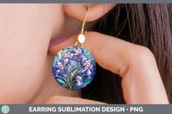 Stained Glass Flowers Iris Round Earrings Sublimation Earrin Product Image 1