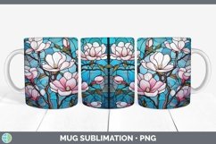 Stained Glass Flowers Magnolia Mug Wrap Sublimation Coffee C Product Image 1