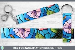 Stained Glass Flowers Morning Glory Key Fob Sublimation Wris Product Image 1