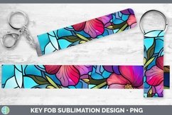 GorgeousStained Glass Flowers Key Fob design.