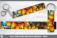 Stained Glass Flowers Sunflower Key Fob Sublimation Wristlet Product Image 1