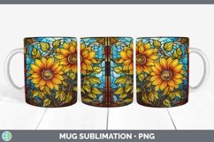 Stained Glass Flowers Sunflower Mug Wrap Sublimation Coffee Product Image 1