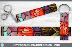 Stained Glass Flowers Tulip Key Fob Sublimation Wristlet Des Product Image 1