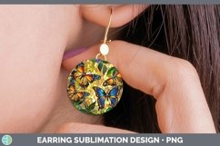 Stained Glass Butterfly Round Earrings Sublimation Earrings Product Image 1